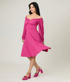 Unique Vintage Pink Peasant Sleeve Swing Dress - Unique Vintage - Womens, BOTTOMS, SKIRTS