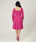 Unique Vintage Pink Peasant Sleeve Swing Dress - Unique Vintage - Womens, BOTTOMS, SKIRTS