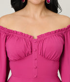 Unique Vintage Pink Peasant Sleeve Swing Dress - Unique Vintage - Womens, BOTTOMS, SKIRTS