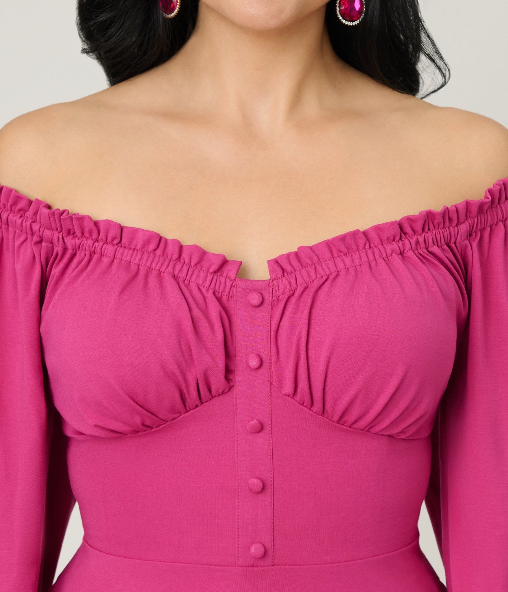 Unique Vintage Pink Peasant Sleeve Swing Dress - Unique Vintage - Womens, BOTTOMS, SKIRTS