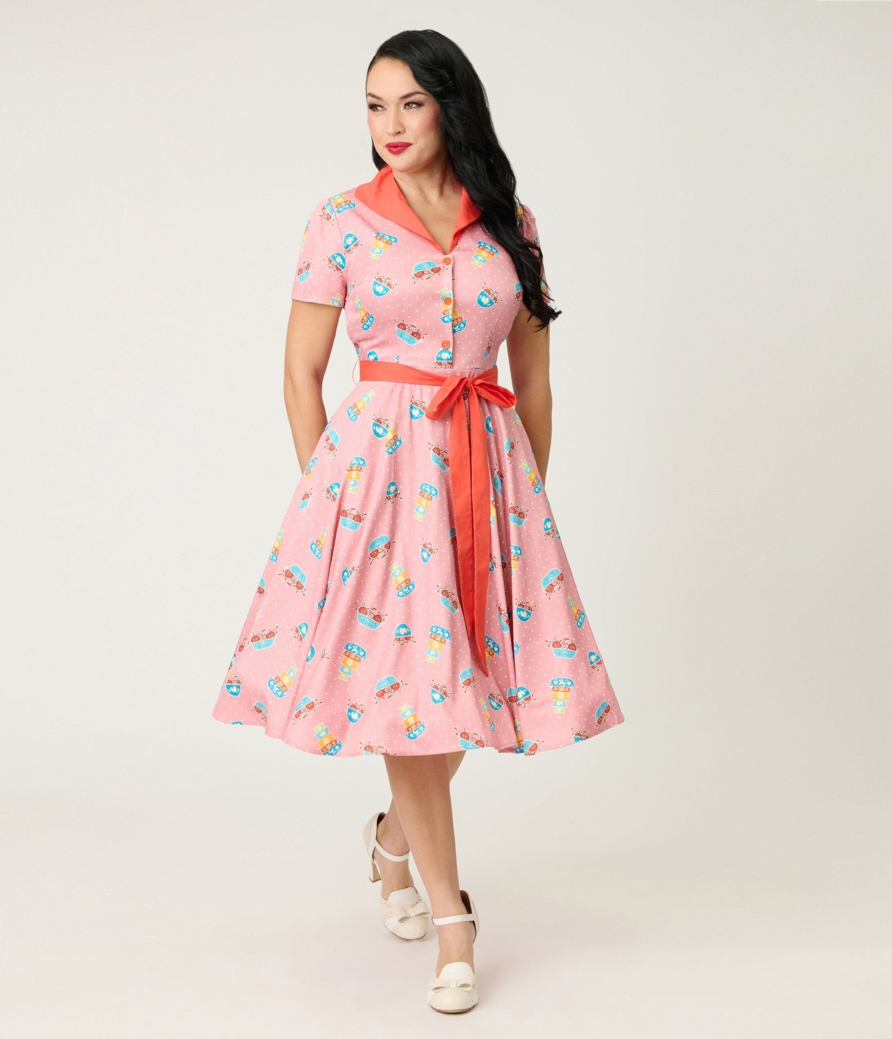 pink shirt dress womens Cotton Linen for Pleated Button Long Dress Long Sleeve A-line Loose Swing Dress with Pockets Hot L weather staple youll reach for again and again Share Your Story Pink Embroidered