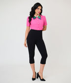 Unique Vintage Pink & Rainbow Butterfly Collar Cotton Blouse - Unique Vintage - Womens, TOPS, WOVEN TOPS