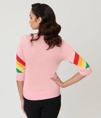 Unique Vintage Pink Rainbow Stripe Minou Sweater - Unique Vintage - Womens, TOPS, SWEATERS