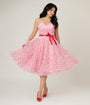 Unique Vintage Pink & Red Glitter Heart Tulle Cupcake Swing Dress