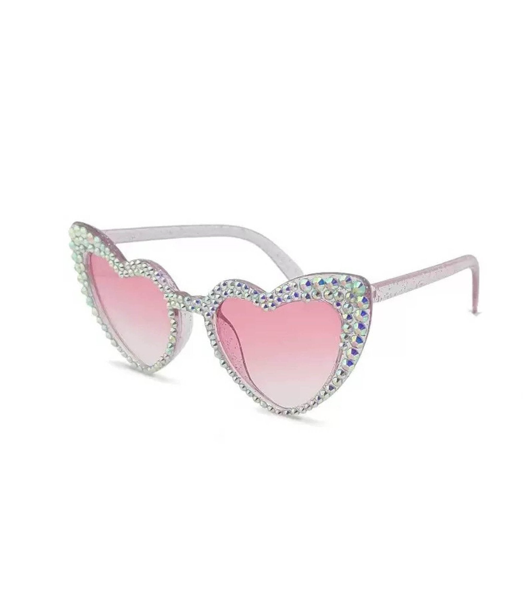 Unique Vintage Pink & Silver Rhinestone Heart Sunglasses - Unique Vintage - Womens, ACCESSORIES, SUNGLASSES