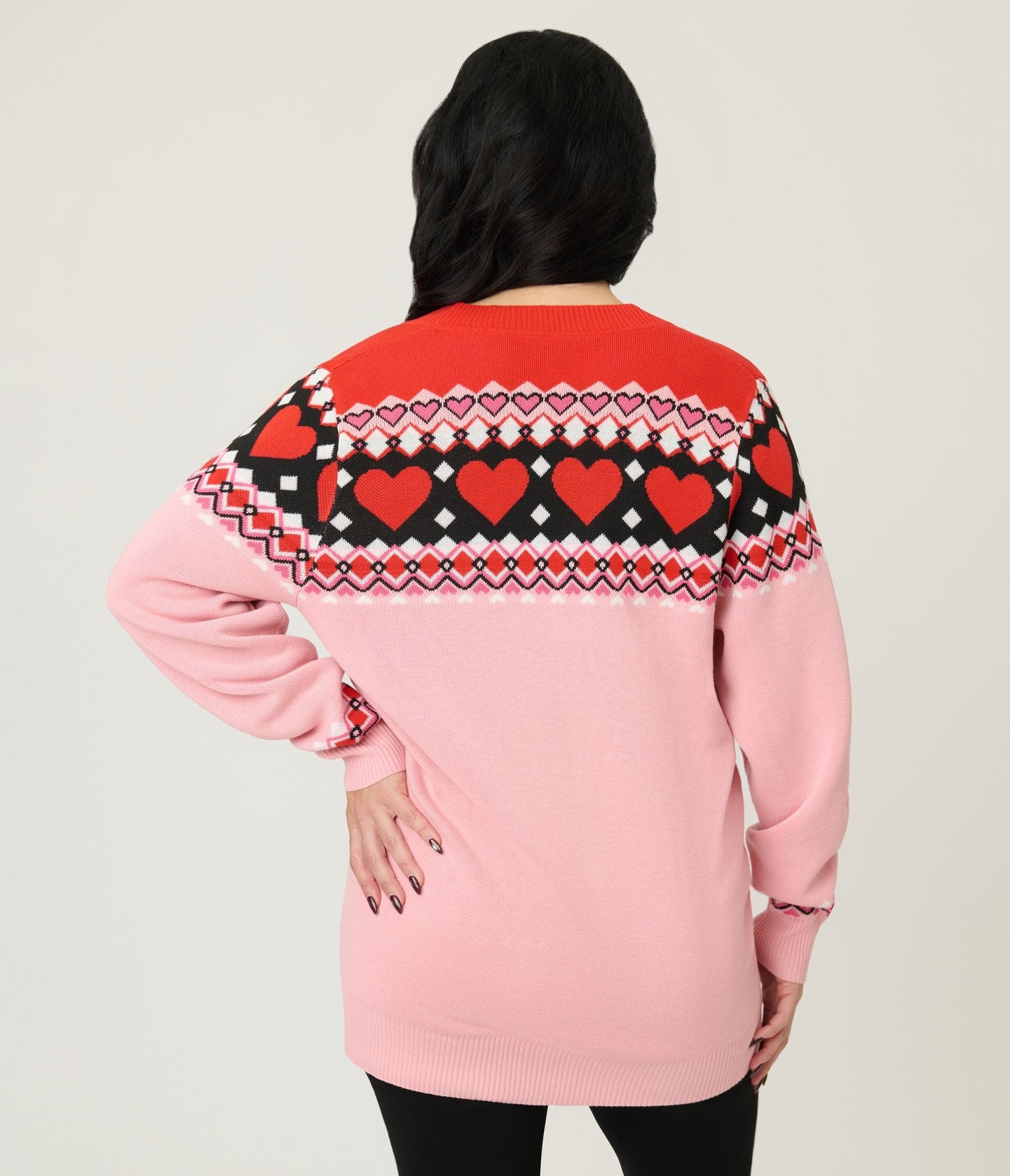 Unique Vintage Pink Valentine Fair Isle Button Cardigan - Unique Vintage - Womens, TOPS, SWEATERS
