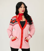 Unique Vintage Pink Valentine Fair Isle Button Cardigan - Unique Vintage - Womens, TOPS, SWEATERS