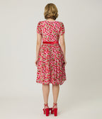 Unique Vintage Pink Velvet Cherries Dahlia Swing Dress - Unique Vintage - Womens, DRESSES, SWING