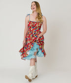 Unique Vintage Pinup Cowgirl Print Sleeveless Swing Dress - Unique Vintage - Womens, DRESSES, SWING