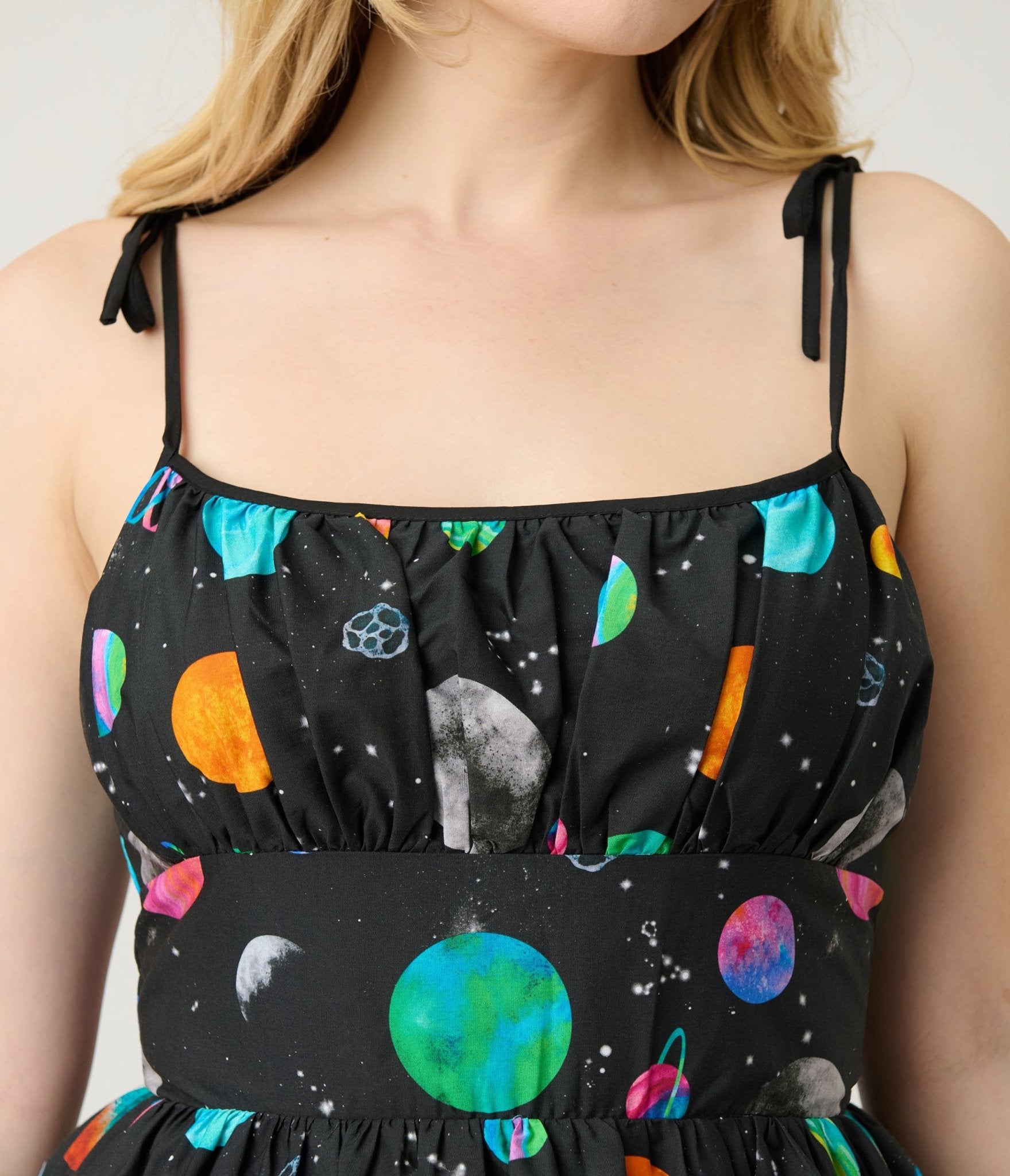 Unique Vintage Planets Print Sleeveless Cotton Swing Dress - Unique Vintage - Womens, DRESSES, SWING
