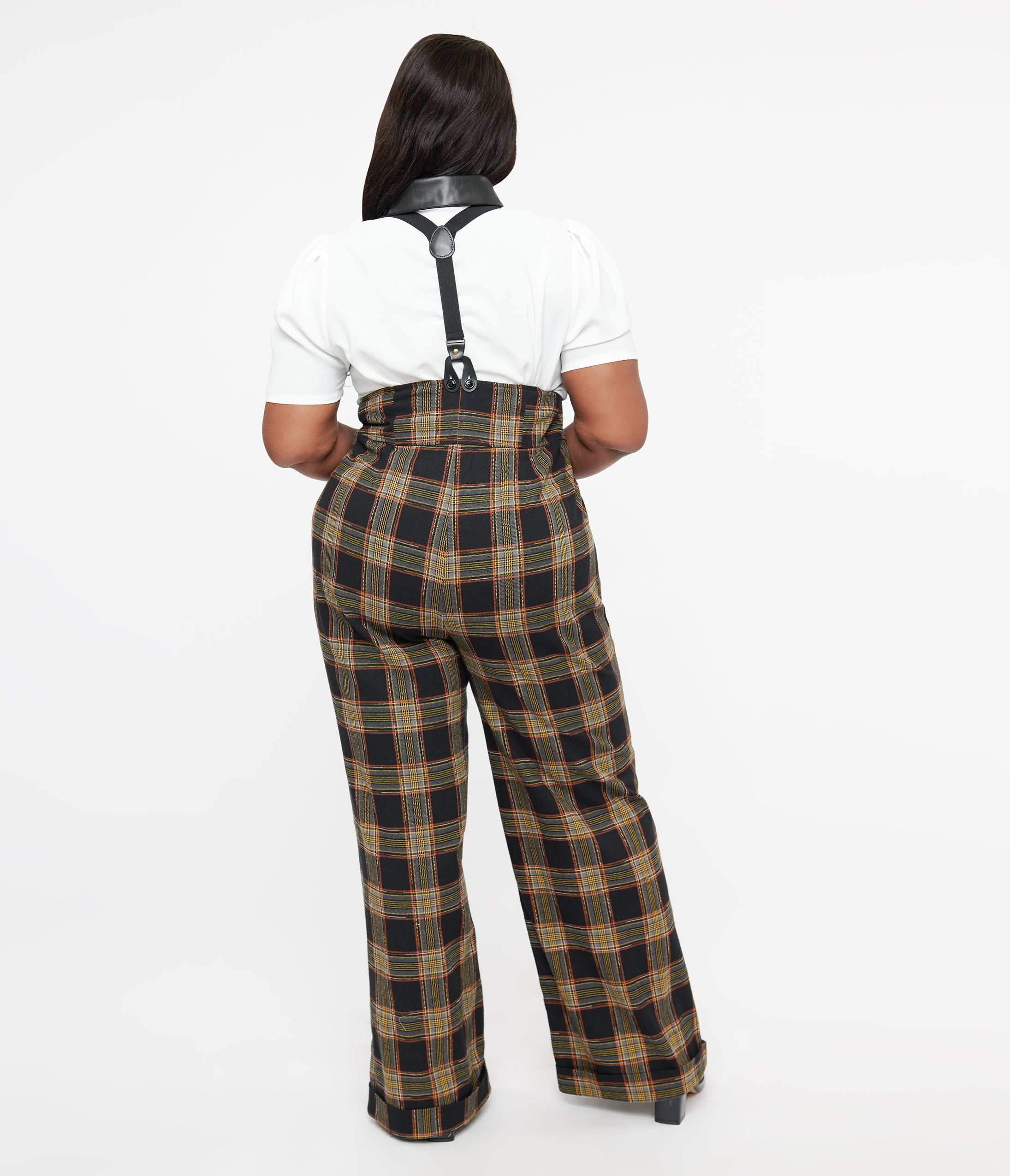 Pinstripe suspender pants shop