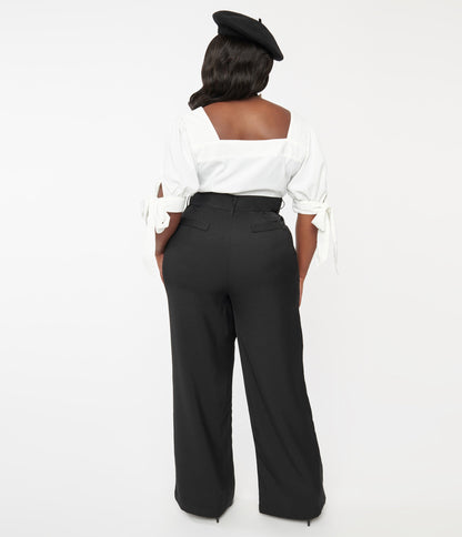 Unique Vintage Plus Size 1940s Black Ginger Pants - Unique Vintage - Womens, BOTTOMS, PANTS