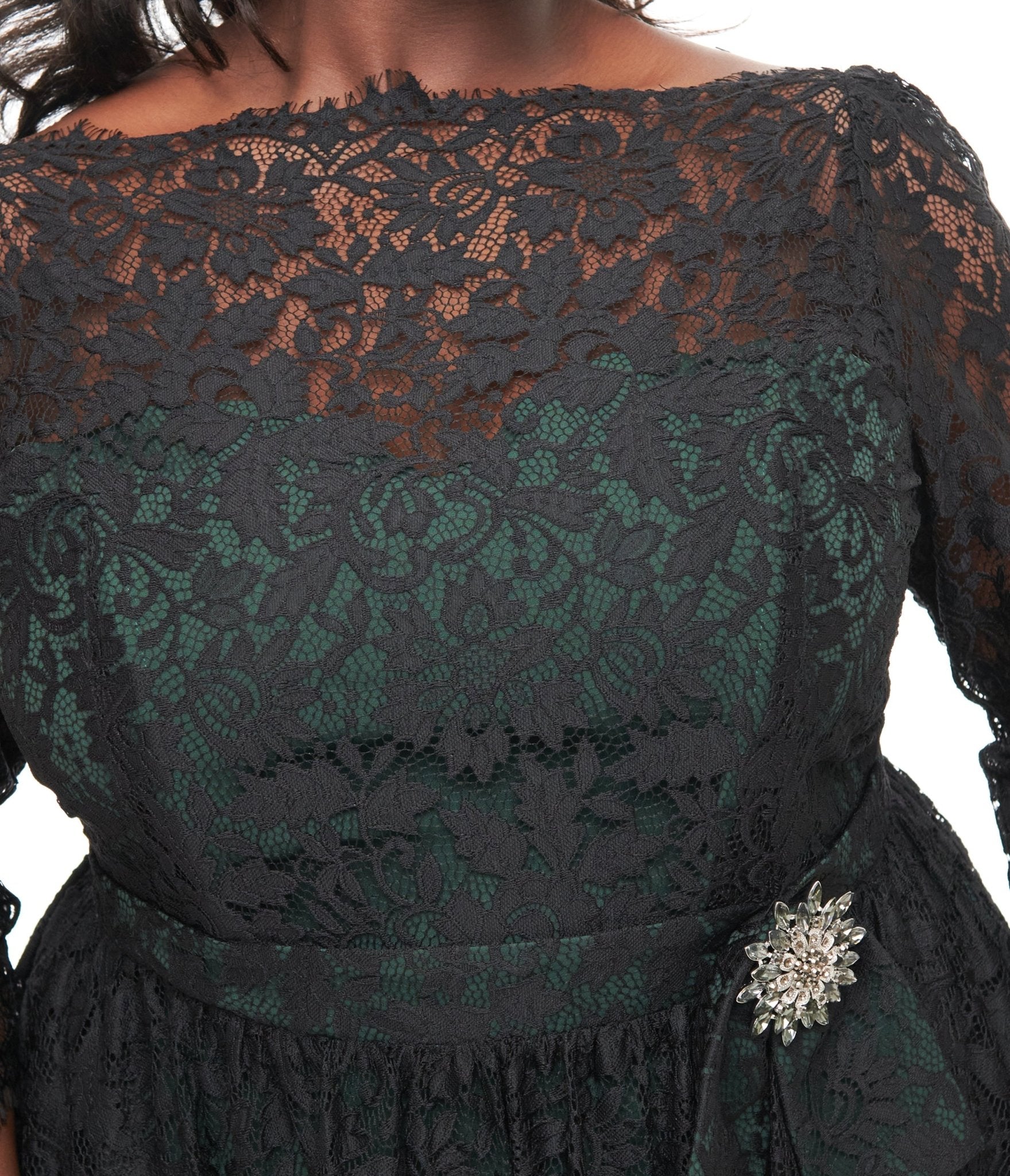 Unique Vintage Plus Size 1940s Black Lace Swing Dress - Unique Vintage - Womens, DRESSES, SWING