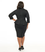 Unique Vintage Plus Size 1940s Black Peplum Cooper Suit Pencil Dress - Unique Vintage - Womens, DRESSES, WIGGLE