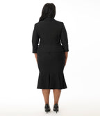 Unique Vintage Plus Size 1940s Black Trumpet Skirt - Unique Vintage - Womens, BOTTOMS, SKIRTS