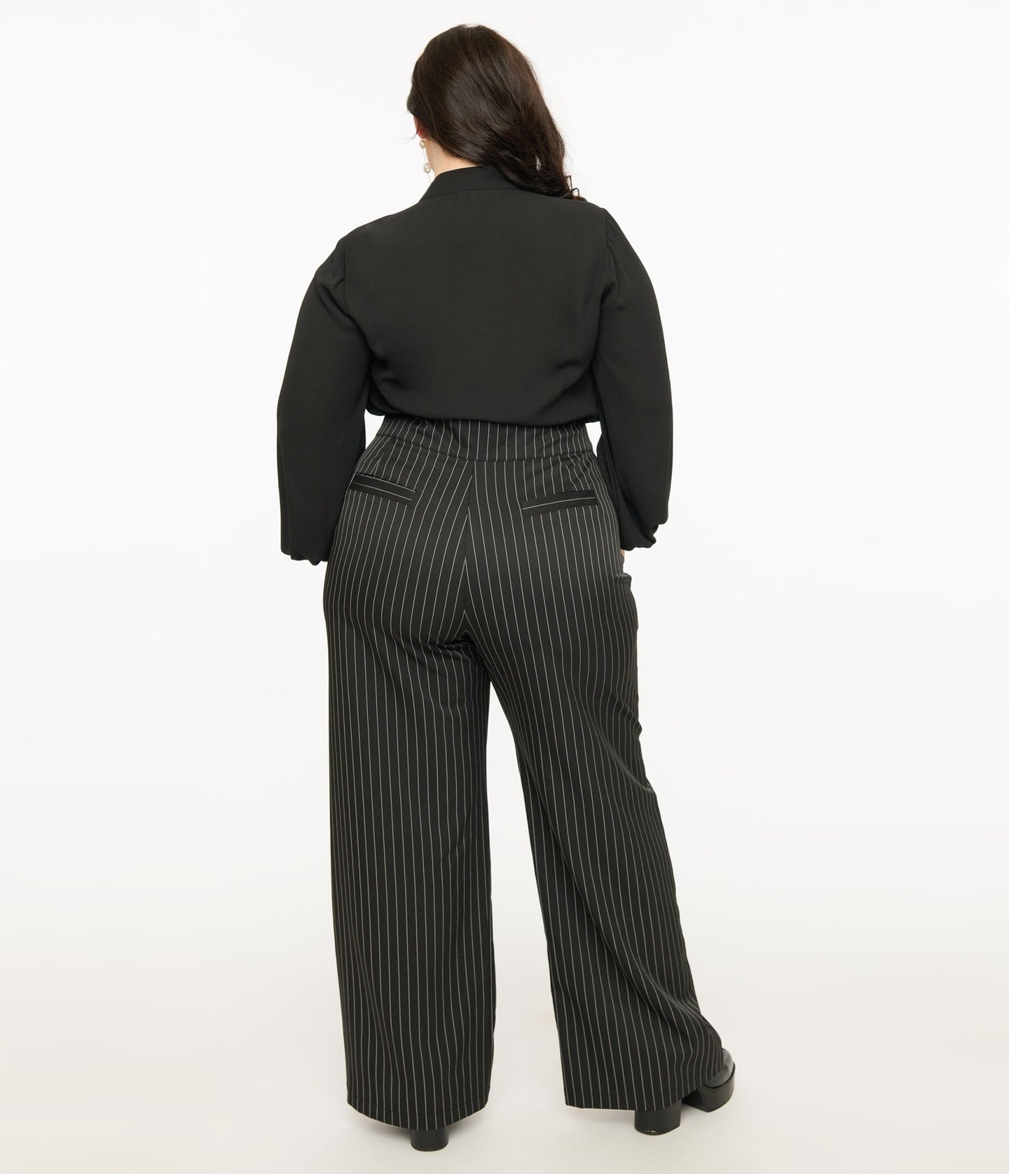 Unique Vintage Plus Size 1940s Black & White Pin Stripe High Waist Sailor Ginger Pants - Unique Vintage - Womens, SKIRTS