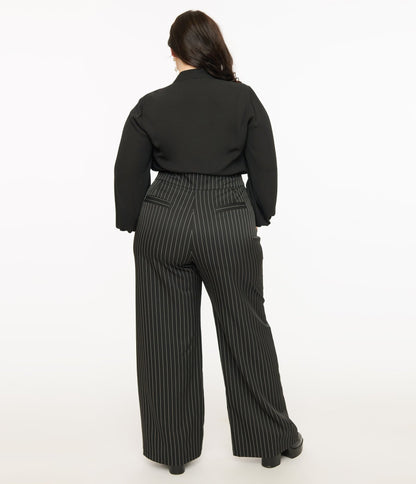 Unique Vintage Plus Size 1940s Black & White Pin Stripe High Waist Sailor Ginger Pants - Unique Vintage - Womens, SKIRTS