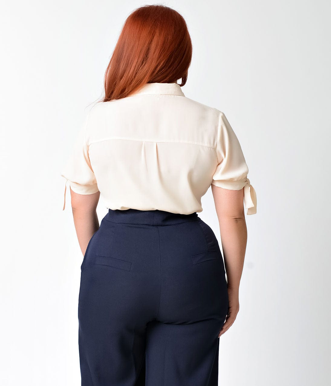 Unique Vintage Plus Size 1940s Cream Short Sleeve Colvin Blouse - Unique Vintage - Womens, TOPS, WOVEN TOPS