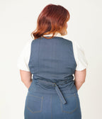 Unique Vintage Plus Size 1940s Denim Embroidered Button Up Vest - Unique Vintage - Womens, TOPS, SWEATERS AND VESTS