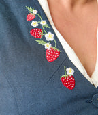 Unique Vintage Plus Size 1940s Denim Embroidered Button Up Vest - Unique Vintage - Womens, TOPS, SWEATERS AND VESTS