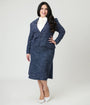Unique Vintage Plus Size 1940s Navy & White Tweed Tina Trumpet Skirt