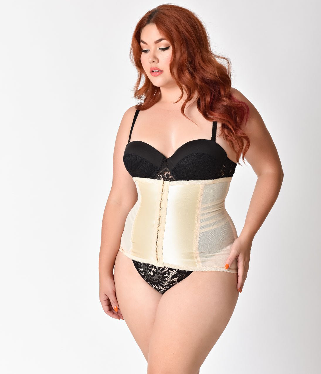 Unique Vintage Plus Size 1950s Beige Stretch Waist Cincher - Unique Vintage - Womens, ACCESSORIES, LINGERIE