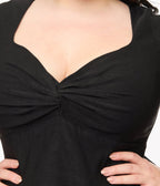 Unique Vintage Plus Size 1950s Black Bengaline Front Twist Swing Dress - Unique Vintage - Womens, DRESSES, SWING