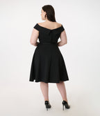 Unique Vintage Plus Size 1950s Black Off the Shoulder Swing Dress - Unique Vintage - Womens, DRESSES, SWING