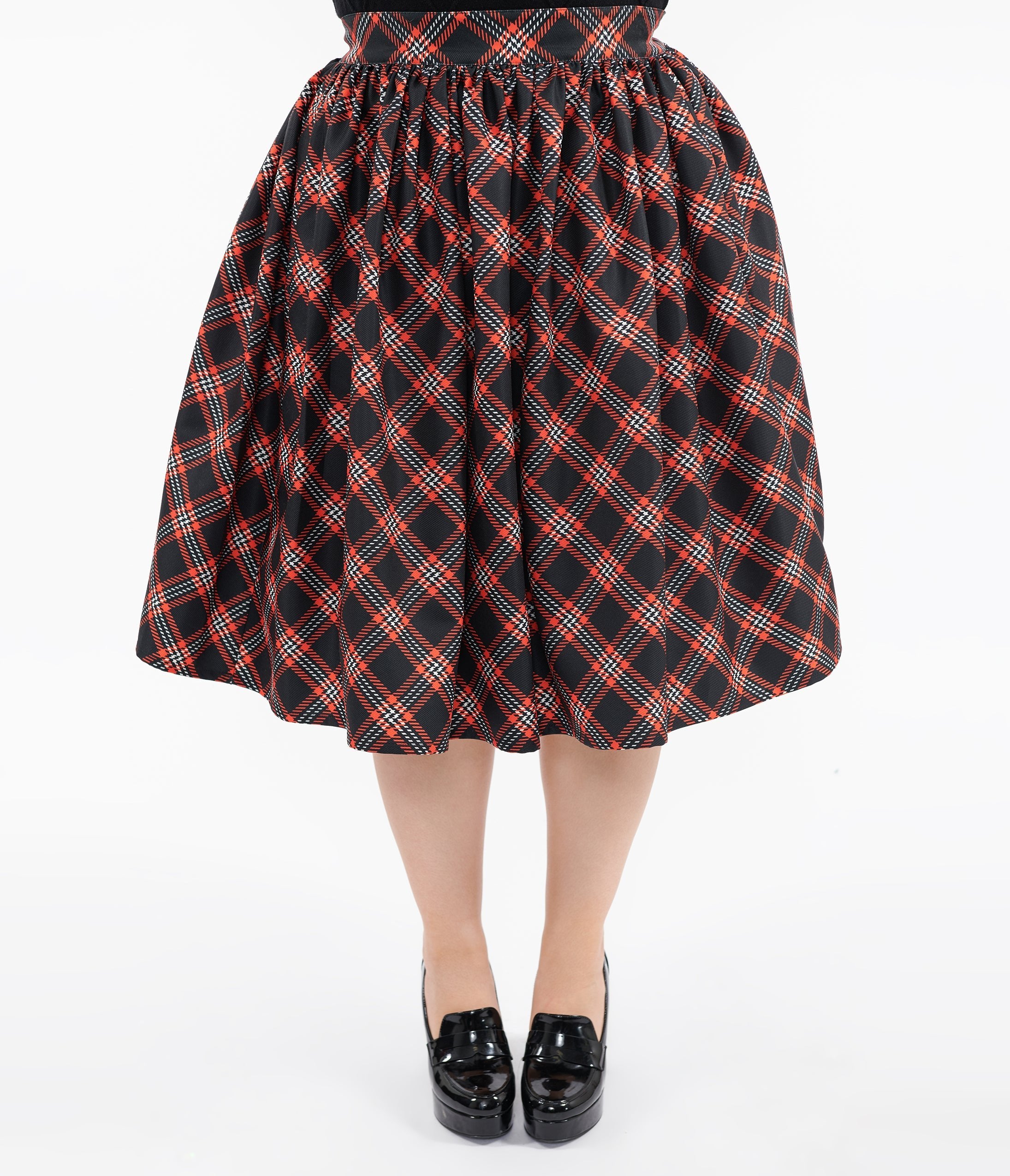 Plus size plaid skirt 50s sales