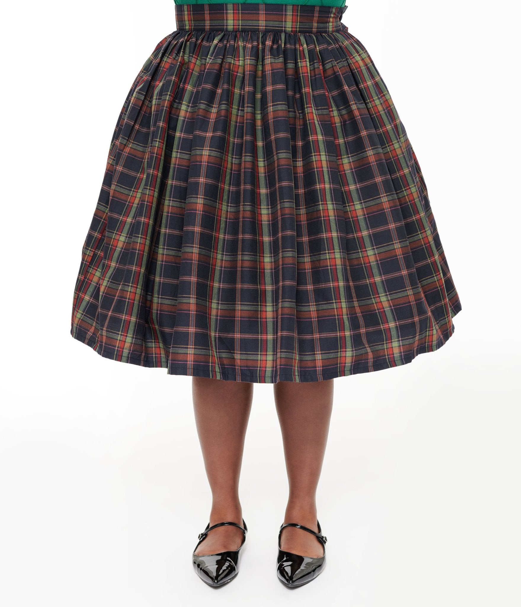 Unique Vintage Plus Size 1950s Black Plaid Gellar Swing Skirt - Unique Vintage - Womens, BOTTOMS, SKIRTS