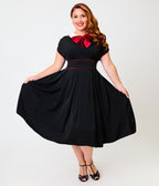 Unique Vintage Plus Size 1950s Black & Red Cheryl Swing Dress - Unique Vintage -