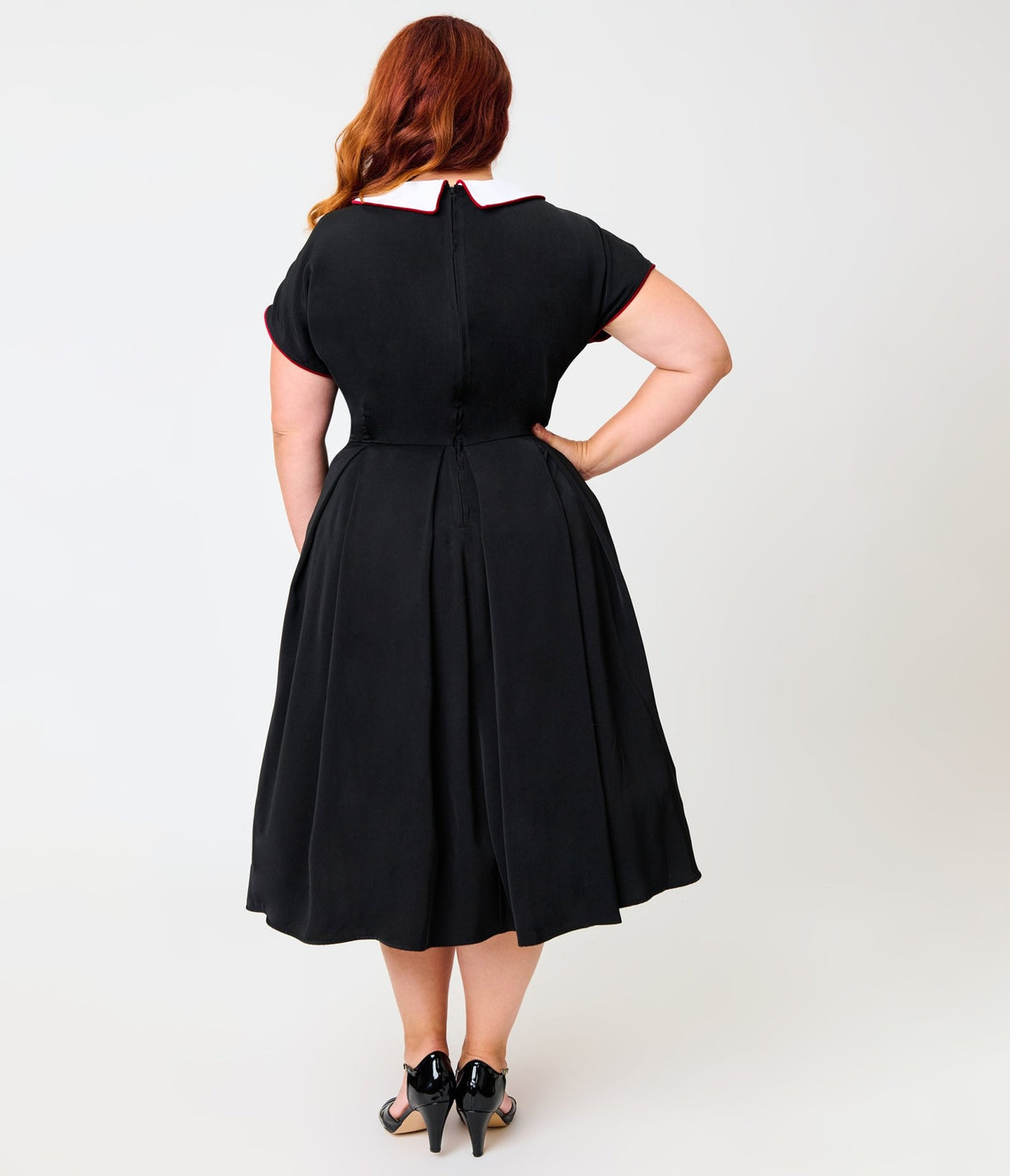 Unique Vintage Plus Size 1950s Black & Red Cheryl Swing Dress - Unique Vintage -