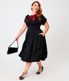 Unique Vintage Plus Size 1950s Black & Red Cheryl Swing Dress - Unique Vintage -
