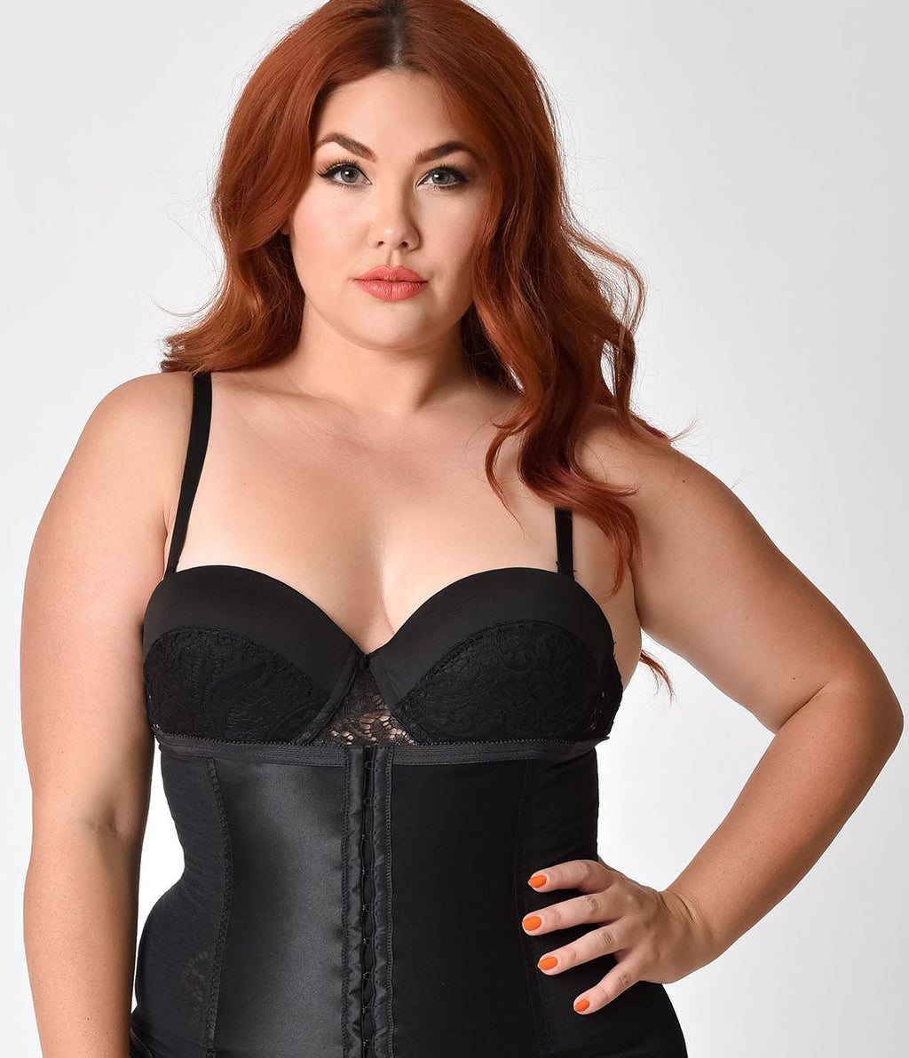 Unique Vintage Plus Size 1950s Black Stretch Power Mesh Waist Cincher - Unique Vintage - Womens, ACCESSORIES, LINGERIE