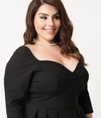 Unique Vintage Plus Size 1950s Black Sweetheart Lamar Swing Dress - Unique Vintage - Womens, DRESSES, SWING
