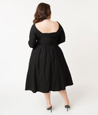 Unique Vintage Plus Size 1950s Black Sweetheart Lamar Swing Dress - Unique Vintage - Womens, DRESSES, SWING