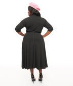 Unique Vintage Plus Size 1950s Black Turtle Neck Midi Dress - Unique Vintage - Womens, DRESSES, MIDI