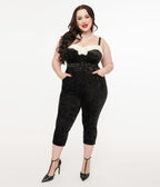 Unique Vintage Plus Size 1950s Black & White Faux Fur Cropped Jumpsuit - Unique Vintage - Women, BOTTOMS, ROMPERS & JUMPSUITS
