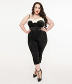 Unique Vintage Plus Size 1950s Black & White Faux Fur Cropped Jumpsuit - Unique Vintage - Women, BOTTOMS, ROMPERS & JUMPSUITS