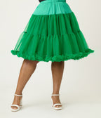 Unique Vintage Plus Size 1950s Emerald Ruffled Petticoat Crinoline - Unique Vintage - Womens, ACCESSORIES, PETTICOATS