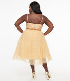 Unique Vintage Plus Size 1950s Gold Glitter Tulle Cupcake Swing Dress - Unique Vintage - Womens, HALLOWEEN, DRESSES