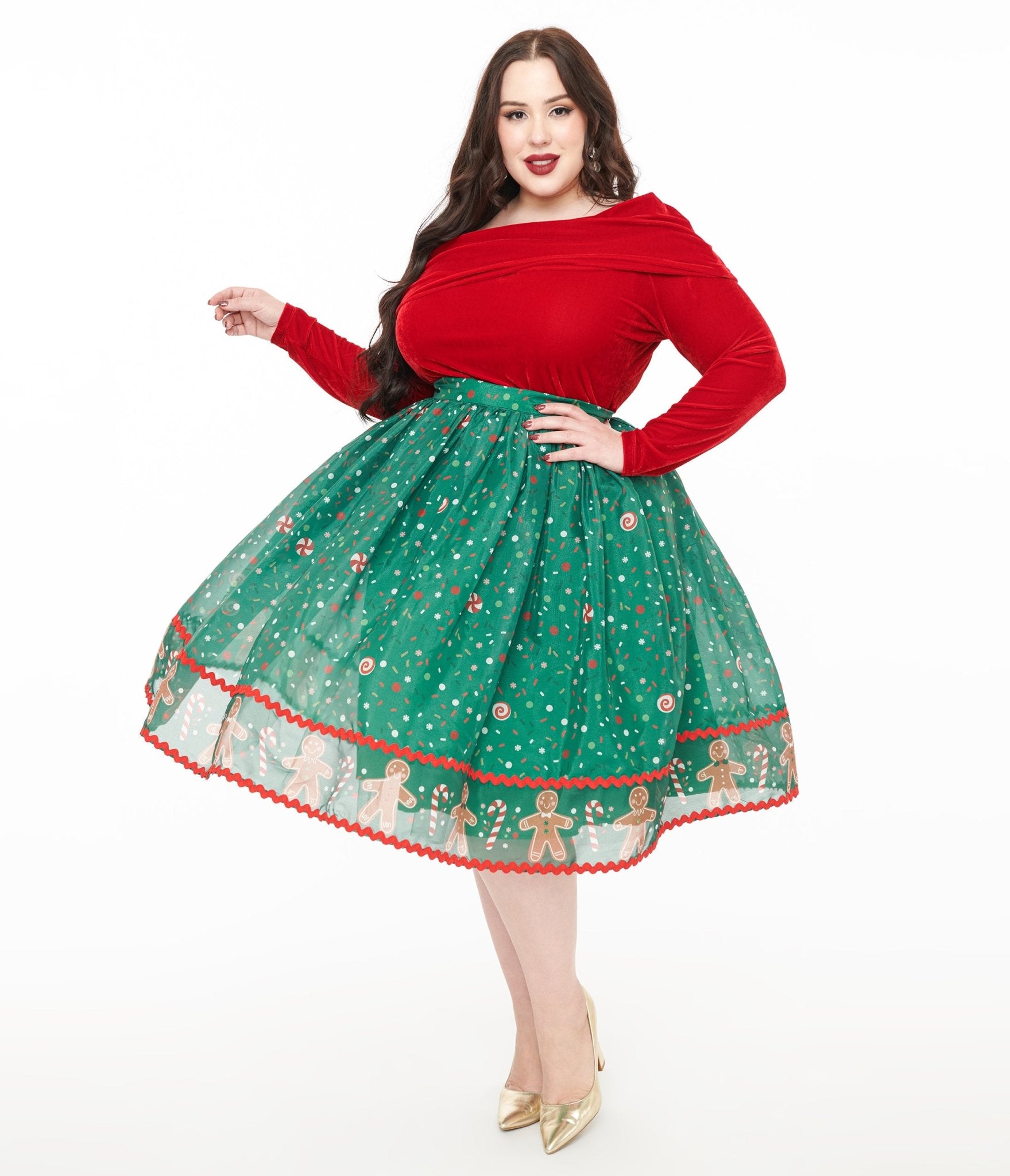 Unique Vintage Women s Plus Size Brilliance Swing Skirt