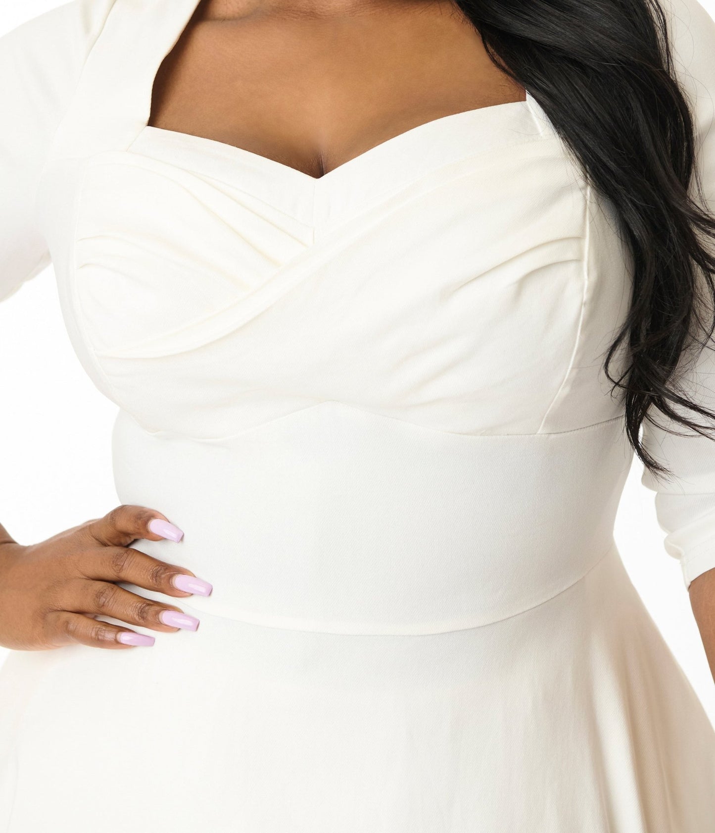 Unique Vintage Plus Size 1950s Ivory Pleated Bust Swing Dress - Unique Vintage - Womens, DRESSES, SWING