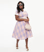 Unique Vintage Plus Size 1950s Lavender & Pink Gingham Cotton Alexis Swing Dress
