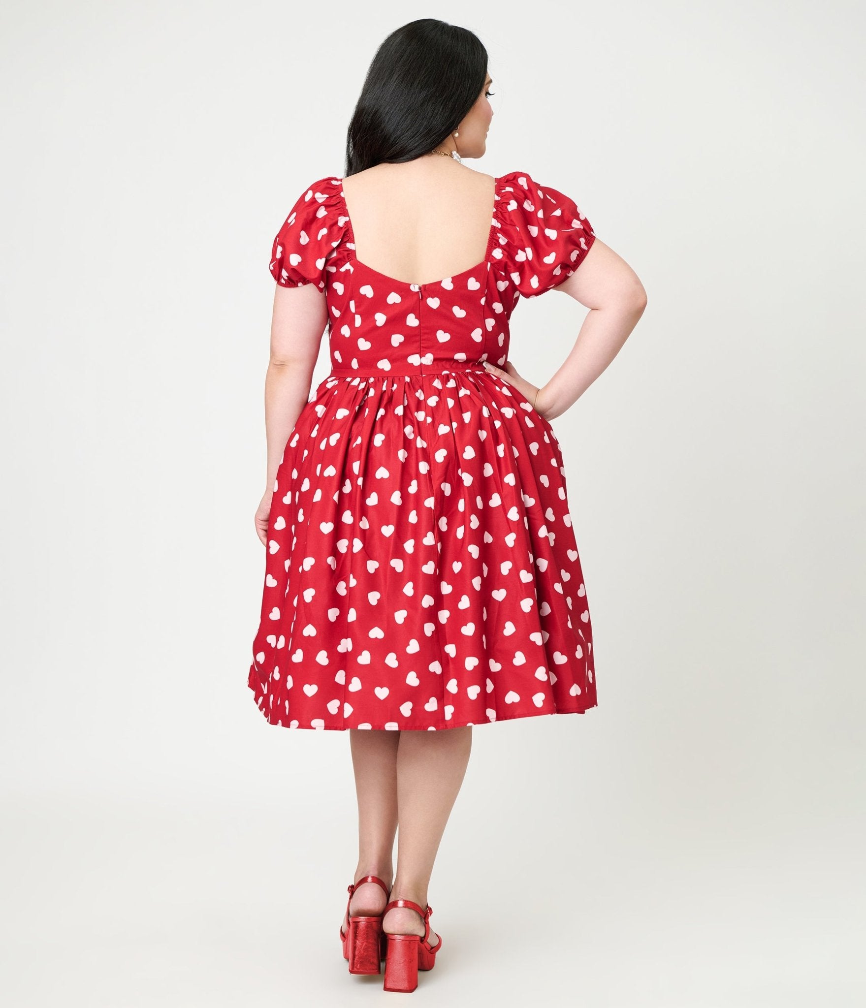 Unique Vintage Plus Size 1950s Red & Pink Heart Convertible Sweetheart Dress - Unique Vintage - Womens, DRESSES, PROM AND SPECIAL OCCASION