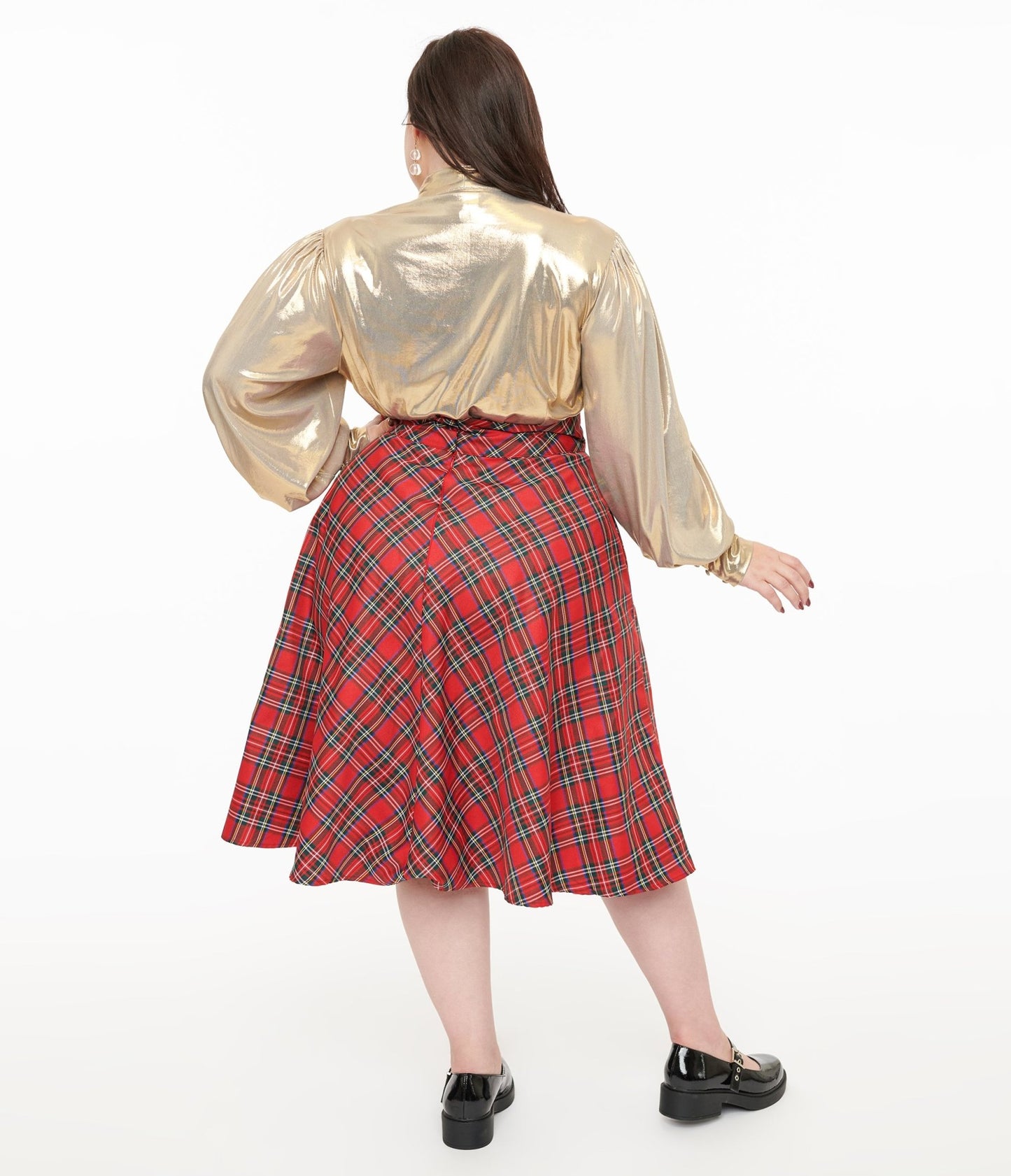 Unique Vintage Plus Size 1950s Red Plaid High Waist Vivien Swing Skirt - Unique Vintage - Womens, BOTTOMS, SKIRTS