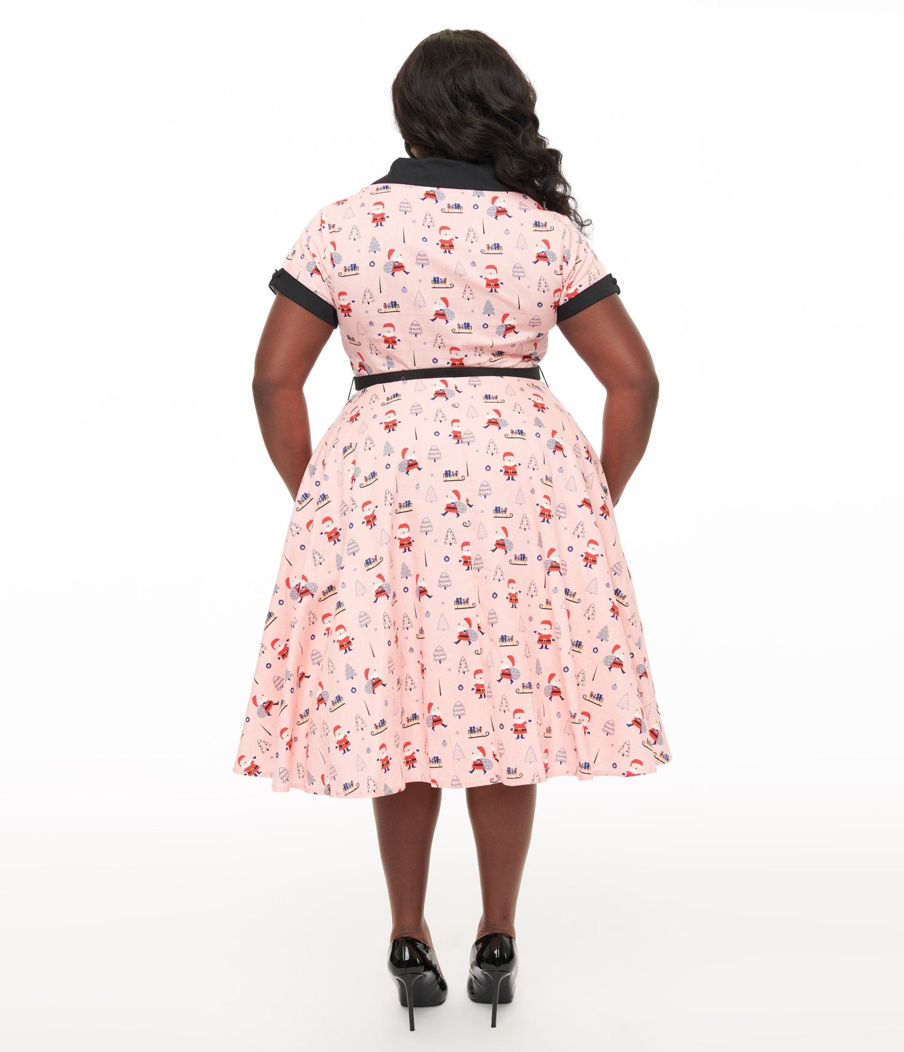 Unique Vintage Plus Size 1950s Santa Print Alexis Swing Dress - Unique Vintage - Womens, DRESSES, SWING