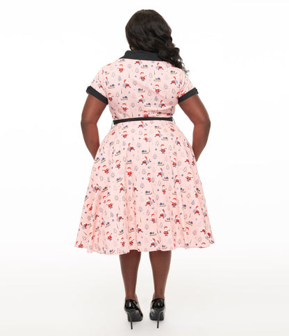 Unique Vintage Plus Size 1950s Santa Print Alexis Swing Dress - Unique Vintage - Womens, DRESSES, SWING