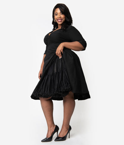 Unique Vintage Plus Size 1950s Style Black Ruffled Petticoat Crinoline - Unique Vintage - Womens, ACCESSORIES, PETTICOATS