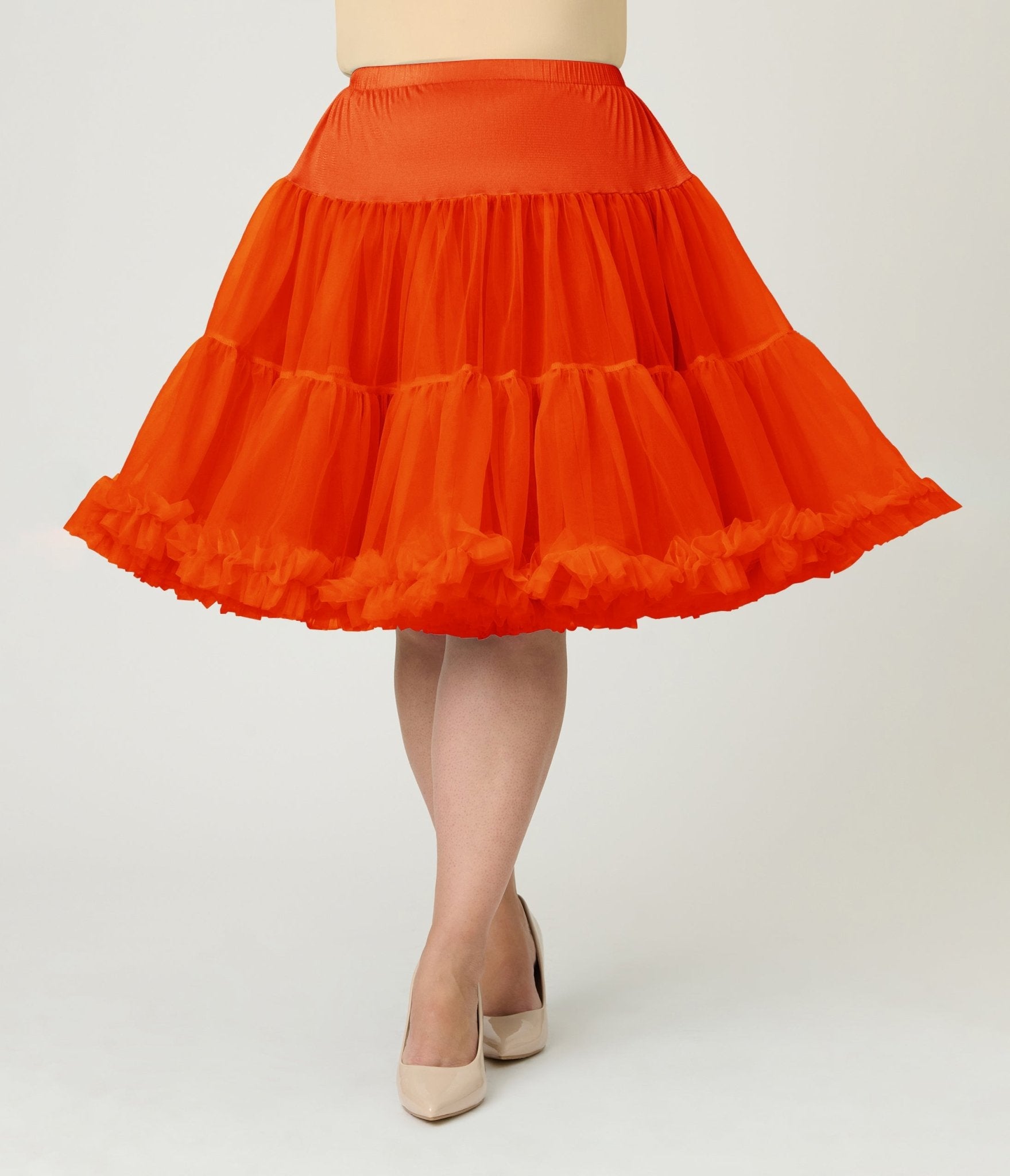 Unique Vintage Plus Size 1950s Style Pumpkin Orange Ruffled Petticoat Crinoline - Unique Vintage - Womens, ACCESSORIES, PETTICOATS